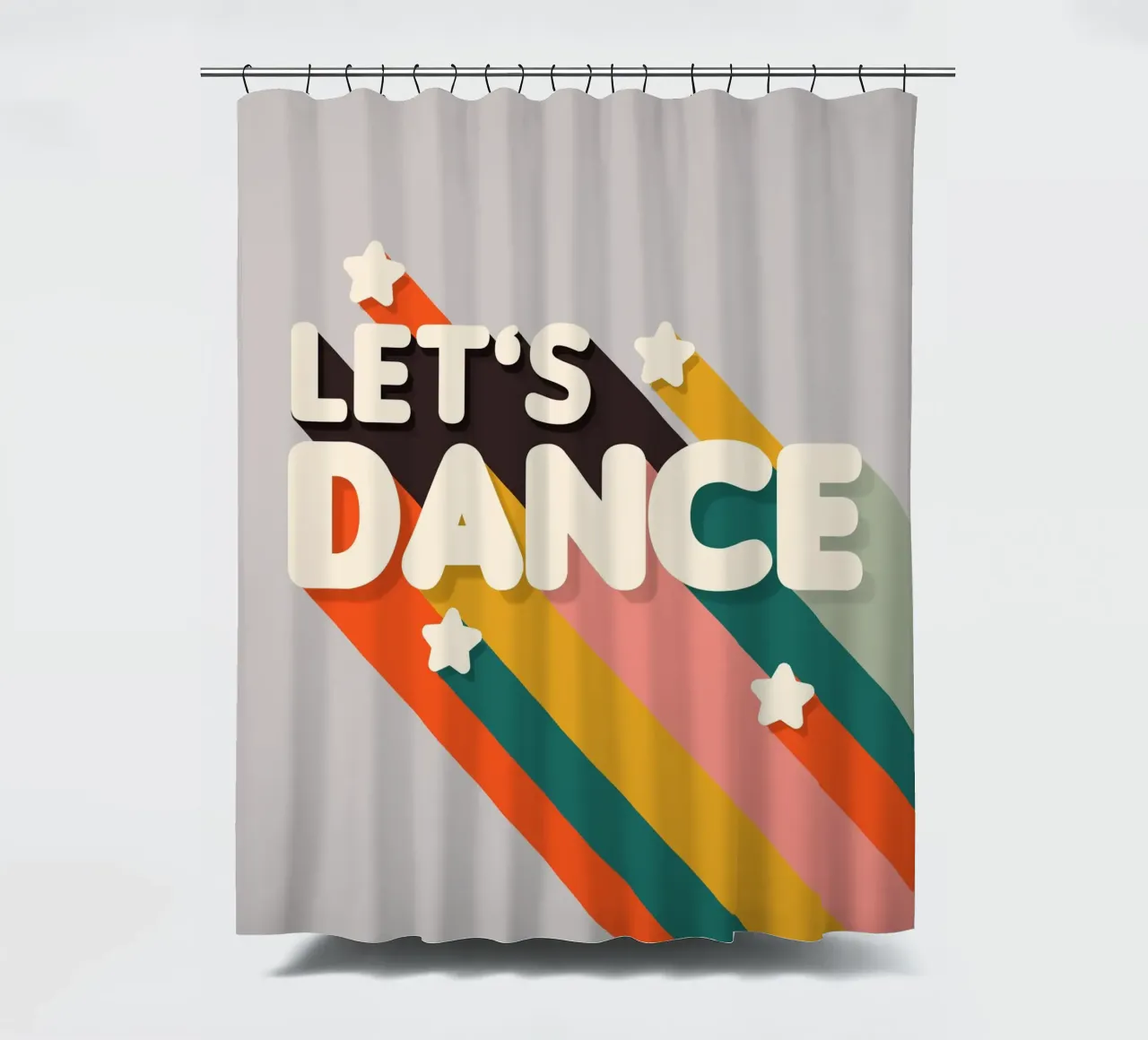 Let's Dance – Retro Typography with Colorful Stripes tenda da doccia da showmemars