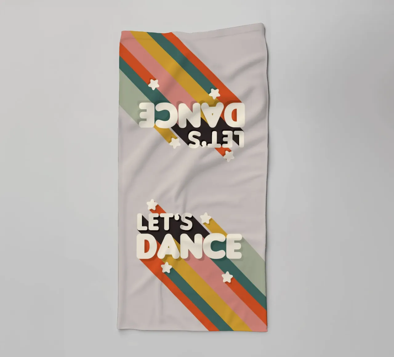 Let's Dance – Retro Typography with Colorful Stripes asciugamano da bagno da showmemars
