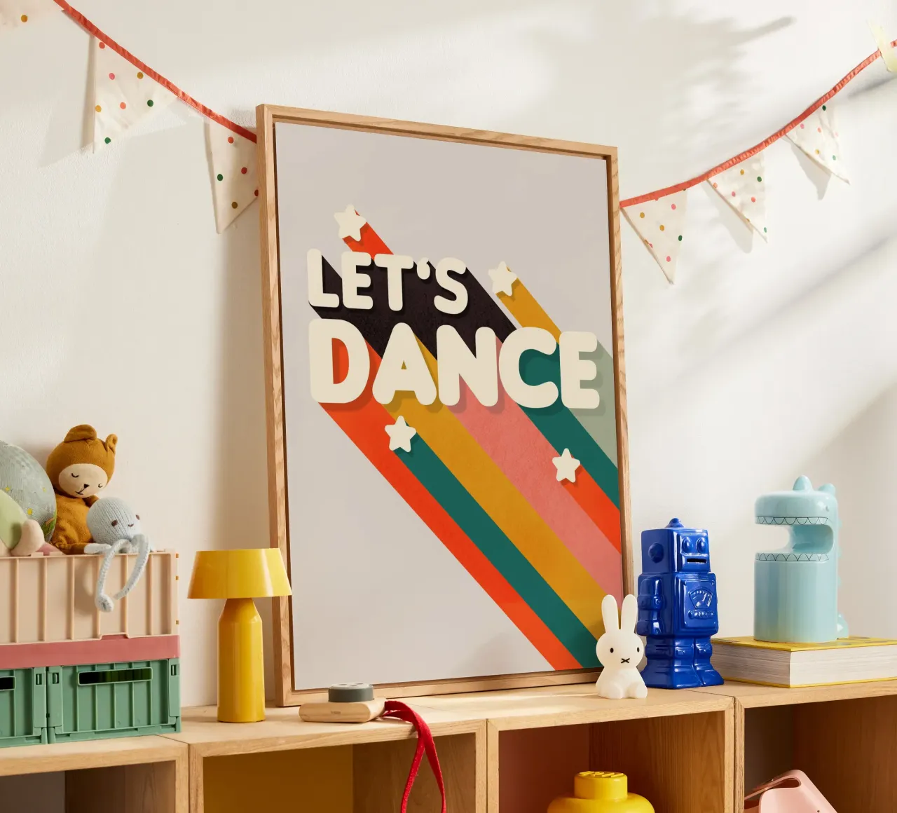 Let's Dance – Retro Typography with Colorful Stripes plexiglass da showmemars
