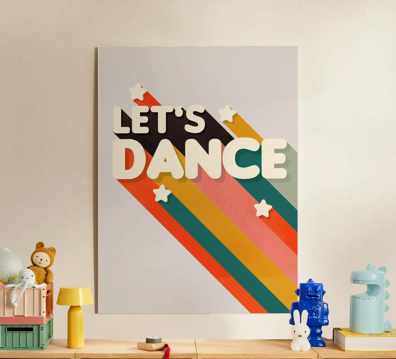 Let's Dance – Retro Typography with Colorful Stripes plexiglass da showmemars
