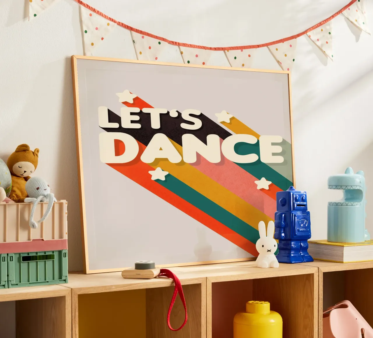 Let's Dance – Retro Typography with Colorful Stripes carta hahnemühle da showmemars