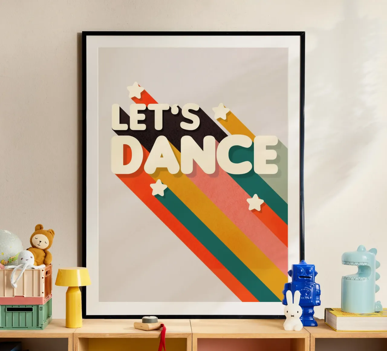 Let's Dance – Retro Typography with Colorful Stripes carta hahnemühle da showmemars