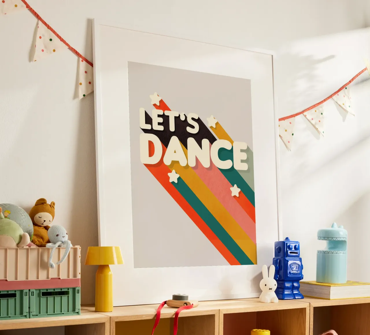 Let's Dance – Retro Typography with Colorful Stripes carta hahnemühle da showmemars