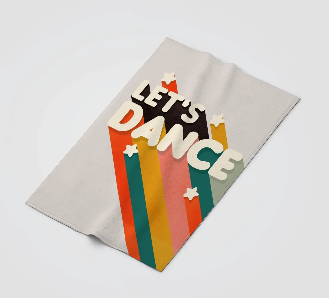 Let's Dance – Retro Typography with Colorful Stripes coperta in pile da showmemars