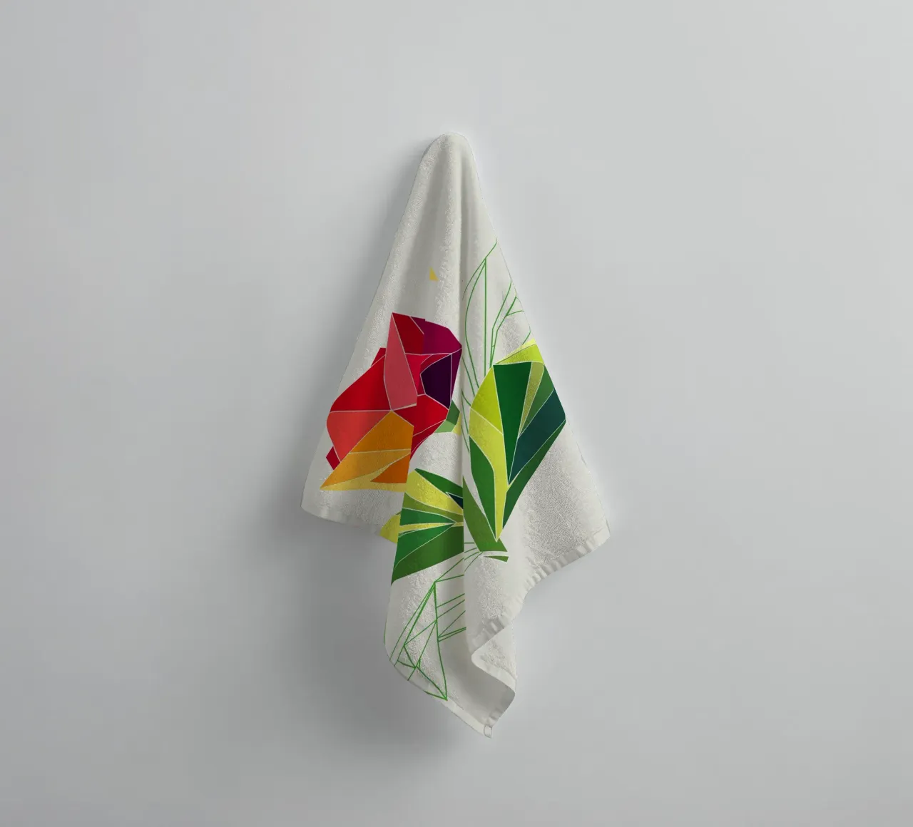 Geometric tulip - elegance in polygons towel by namosh