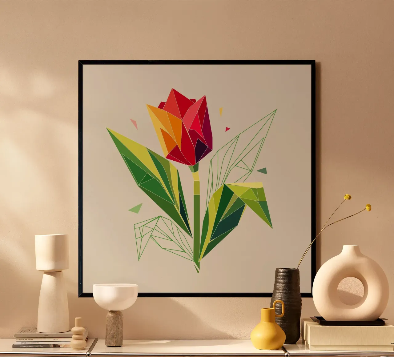 Geometric tulip - elegance in polygons hahnemühle by namosh