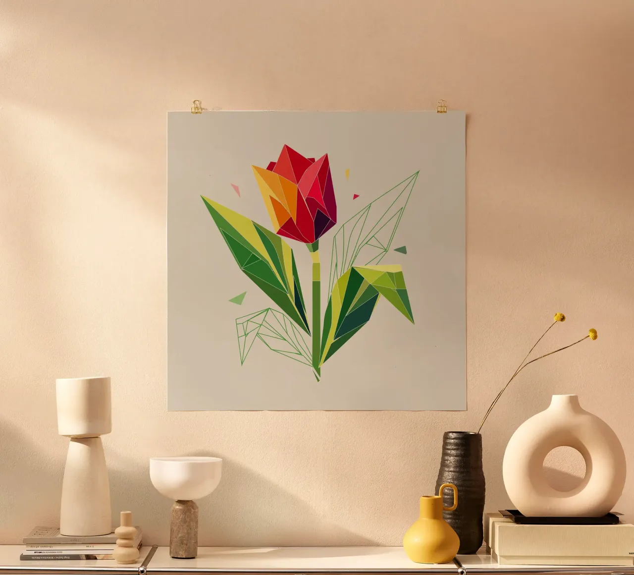 Geometric tulip - elegance in polygons hahnemühle by namosh