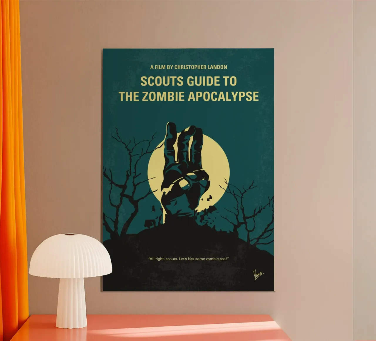No1231 My scouts guide to the zombie apocalypse minimal movi poster con telaio in legno da Chungkong
