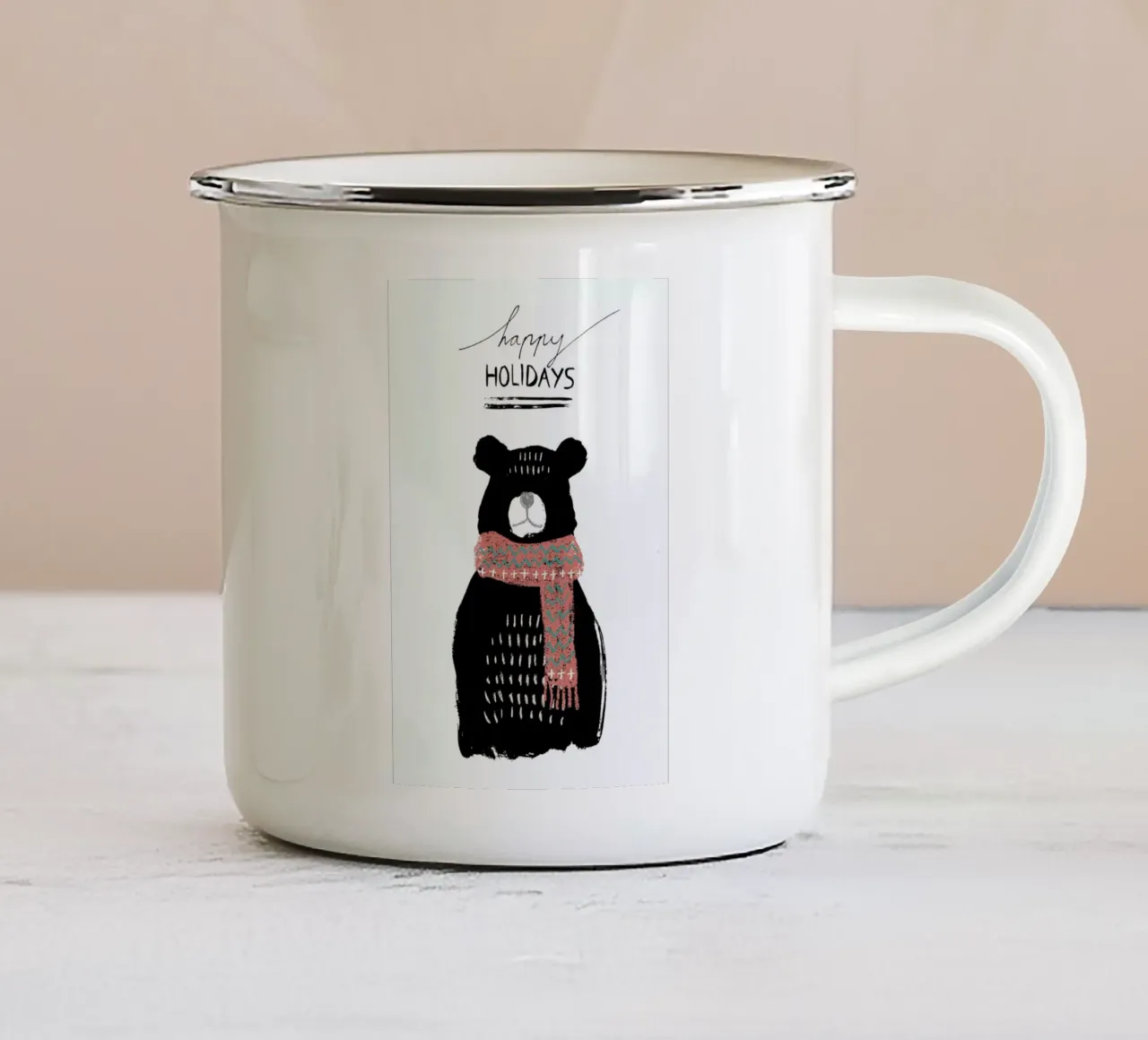 Happy Holidays - Bear tazza in smalto da BlauMaschine