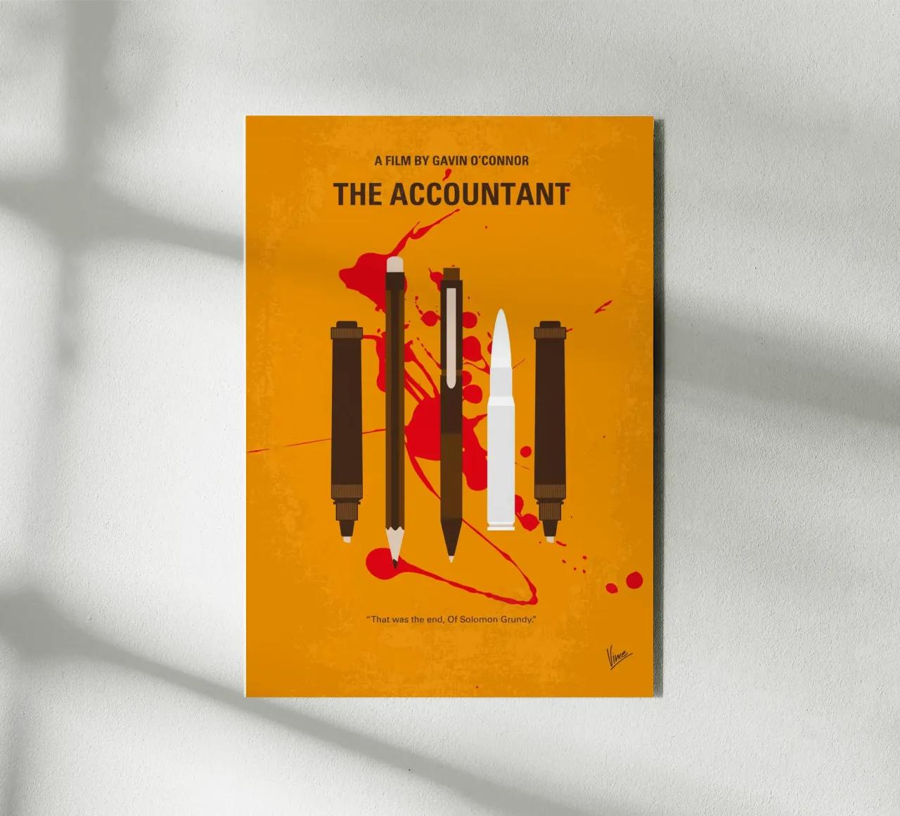 No1232 My The Accountant minimal movie poster alluminio dibond da Chungkong
