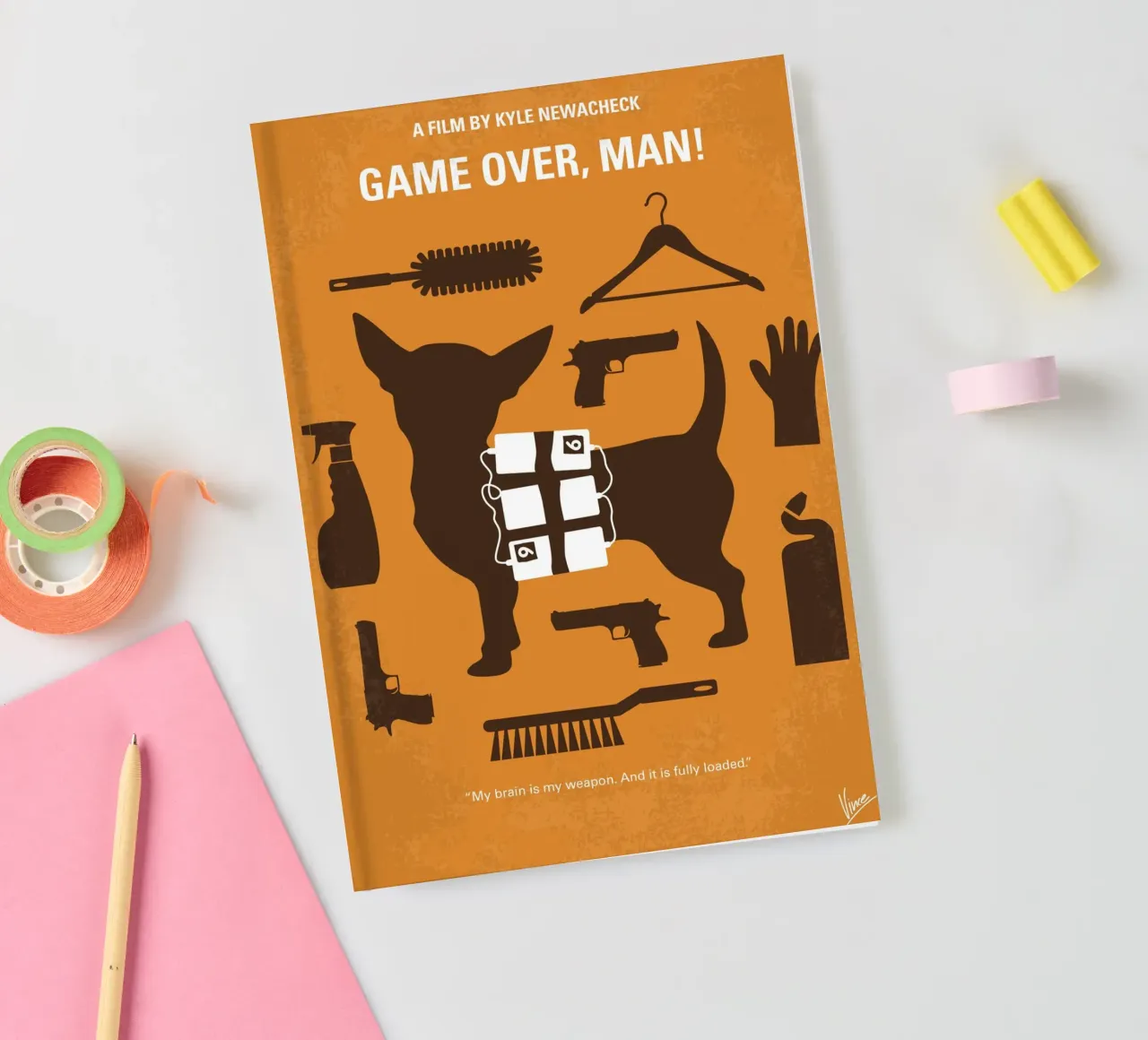 No1241 My Game Over Man minimal movie poster notebook by Chungkong