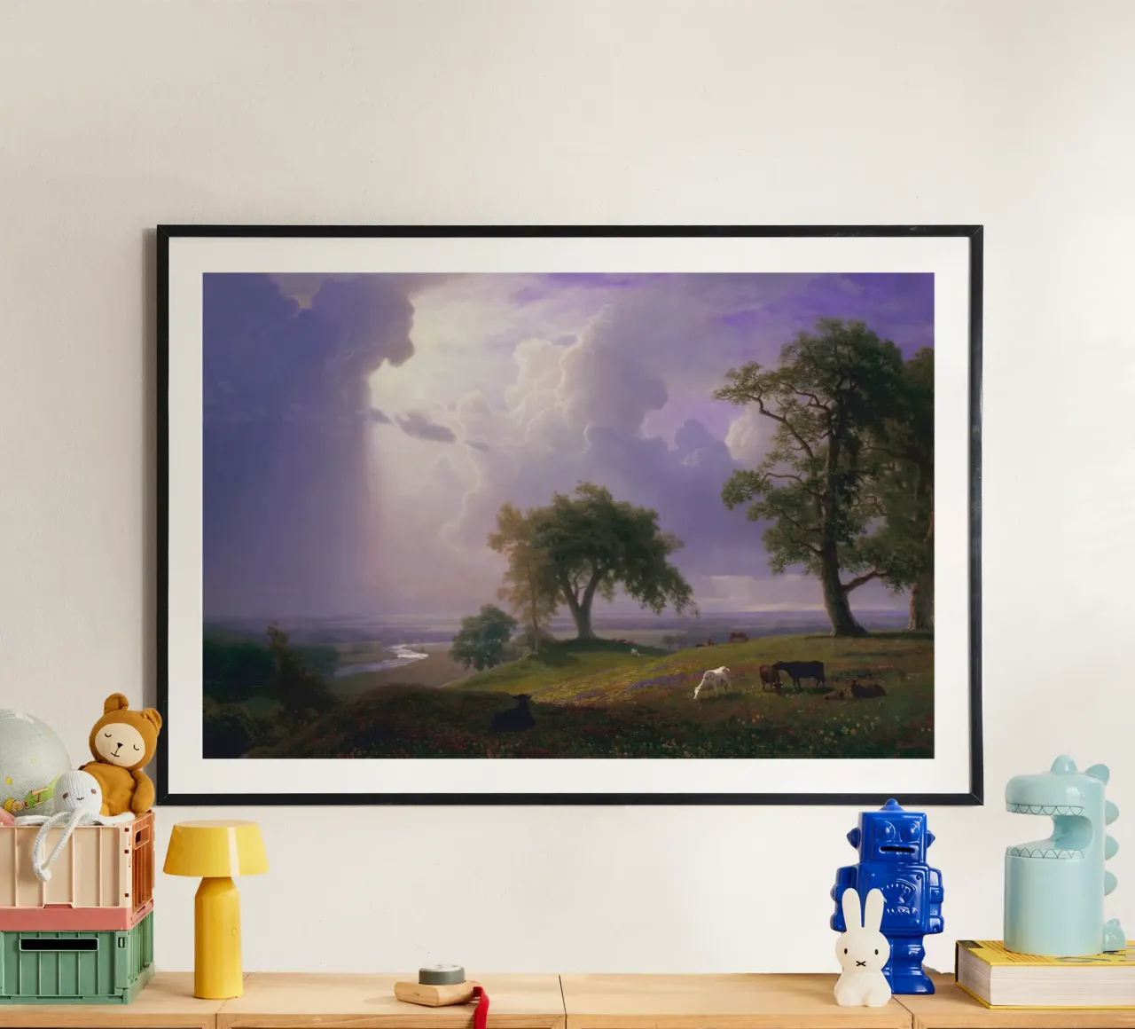 Albert Bierstadt - Primavera in California (1875) poster con telaio in legno da Timeless Artworks
