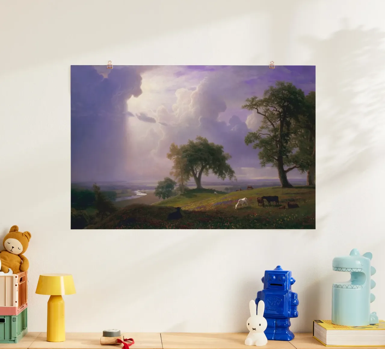 Albert Bierstadt - Primavera in California (1875) poster con telaio in legno da Timeless Artworks