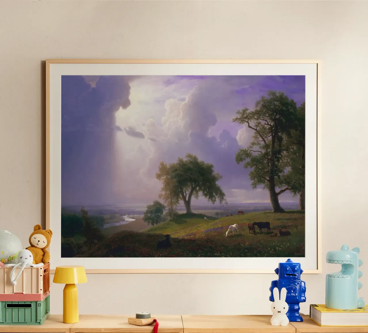 Albert Bierstadt - Primavera in California (1875) poster con telaio in legno da Timeless Artworks
