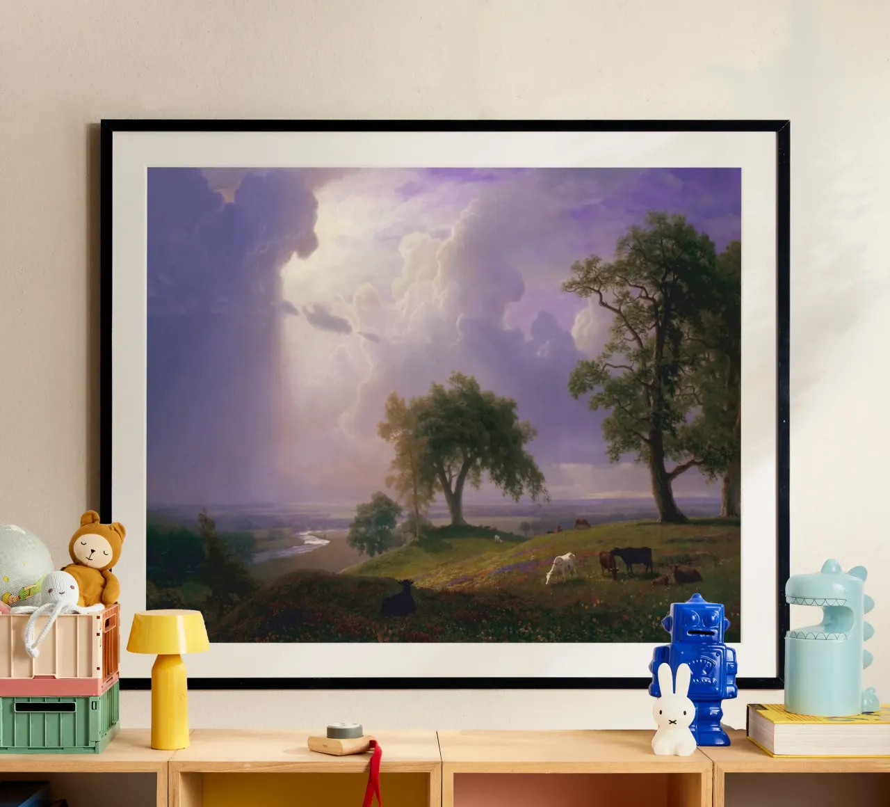 Albert Bierstadt - Primavera in California (1875) poster con telaio in legno da Timeless Artworks