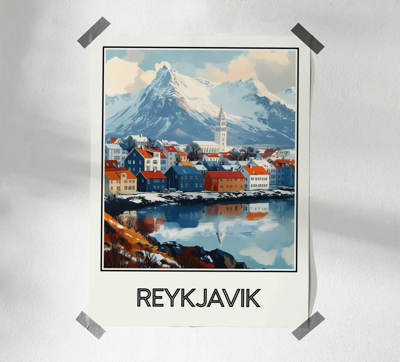 Reykjavik poster con telaio in plastica da Frame the World