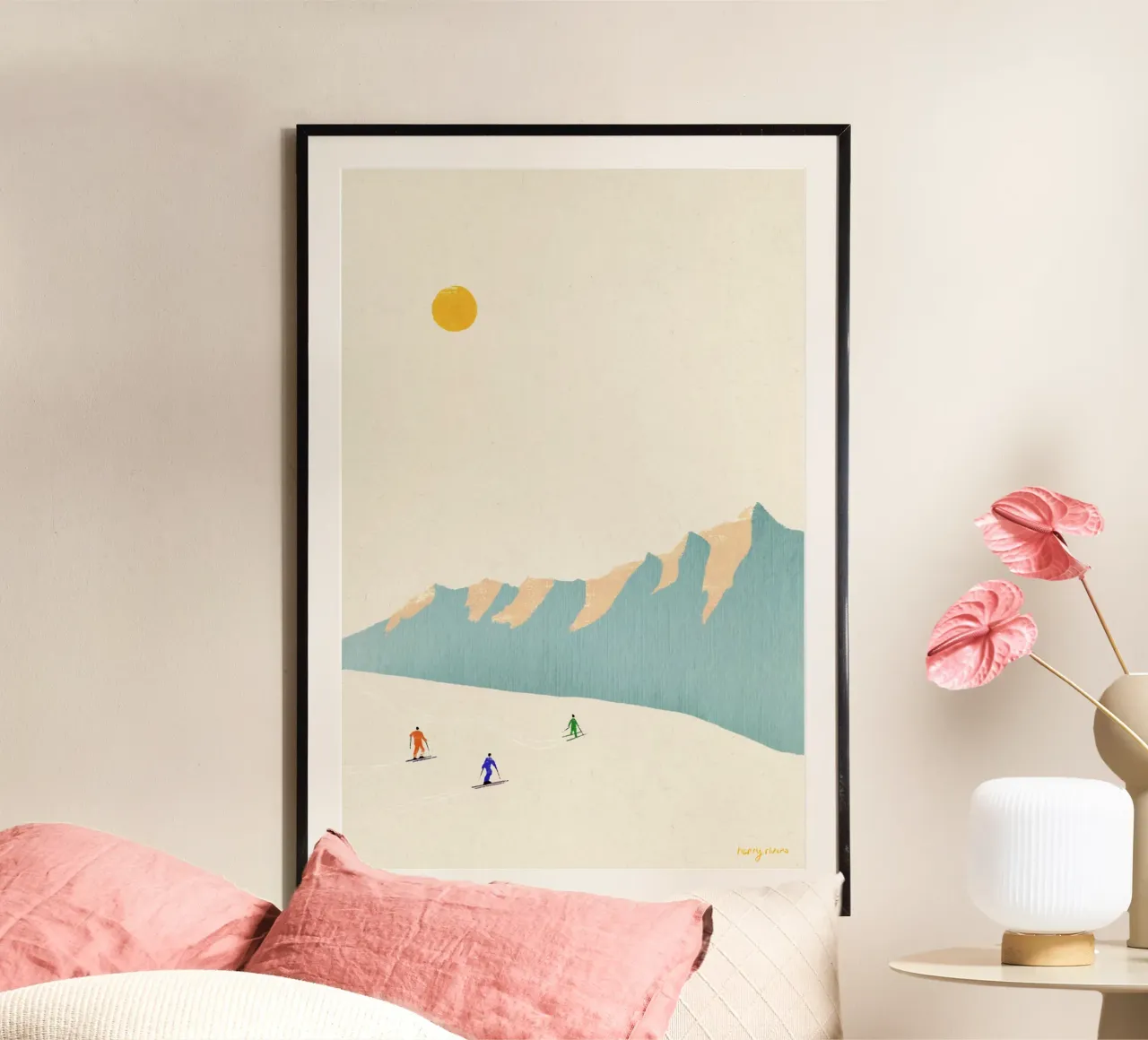 Happy skiers poster by Henry Rivers