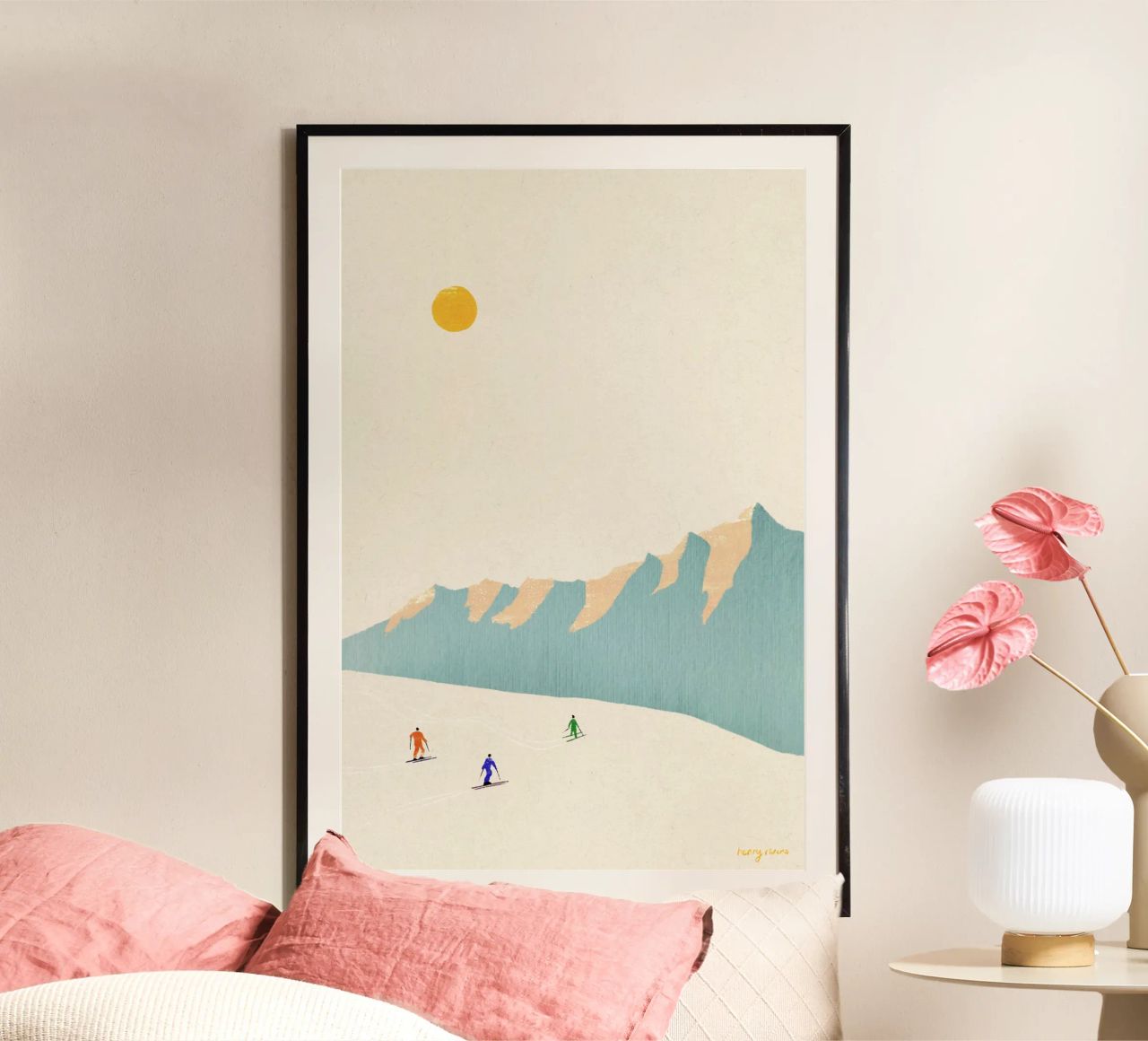 Des skieurs heureux poster de Henry Rivers