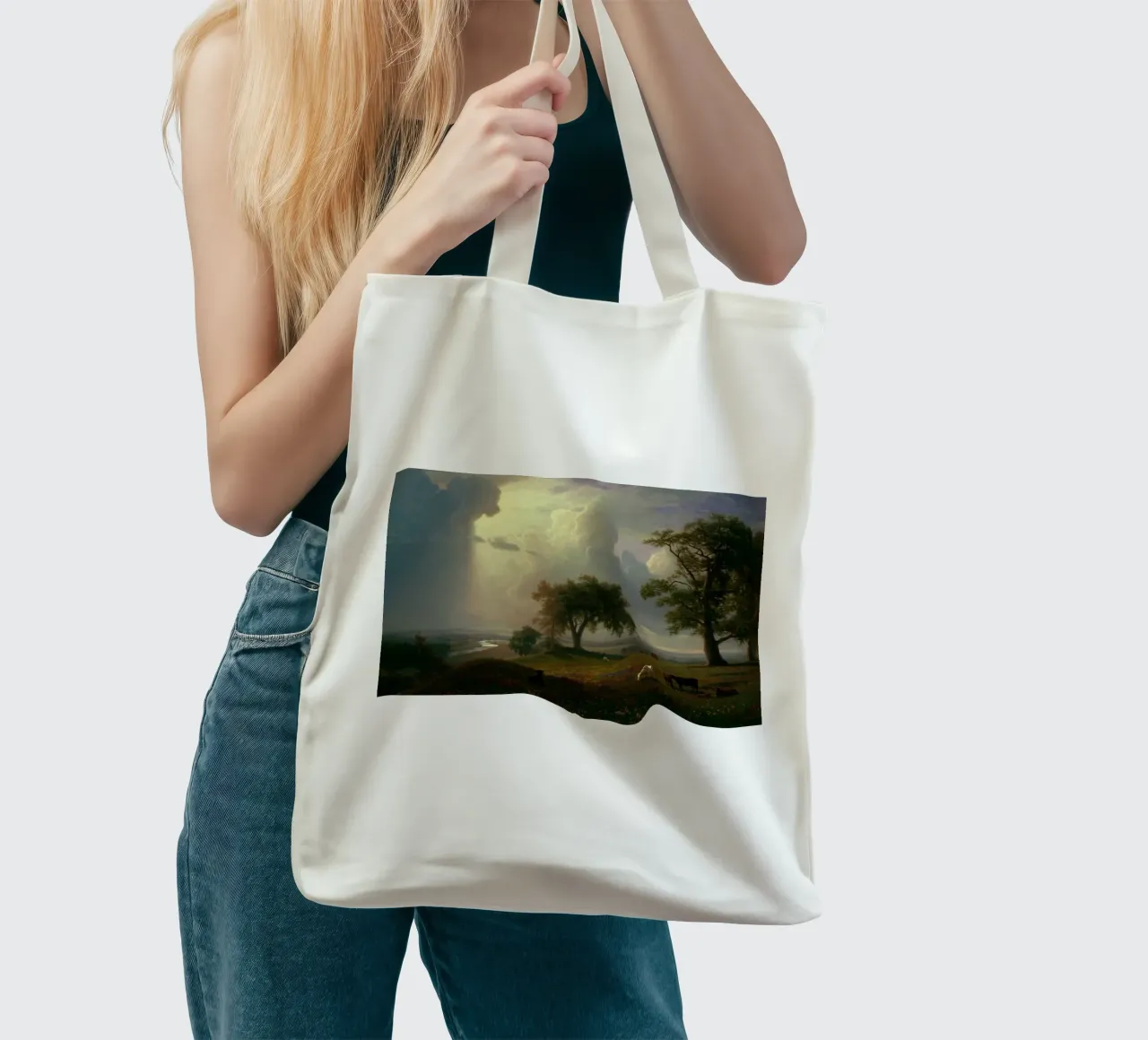Albert Bierstadt - California Spring tote bag by Timeless Artworks