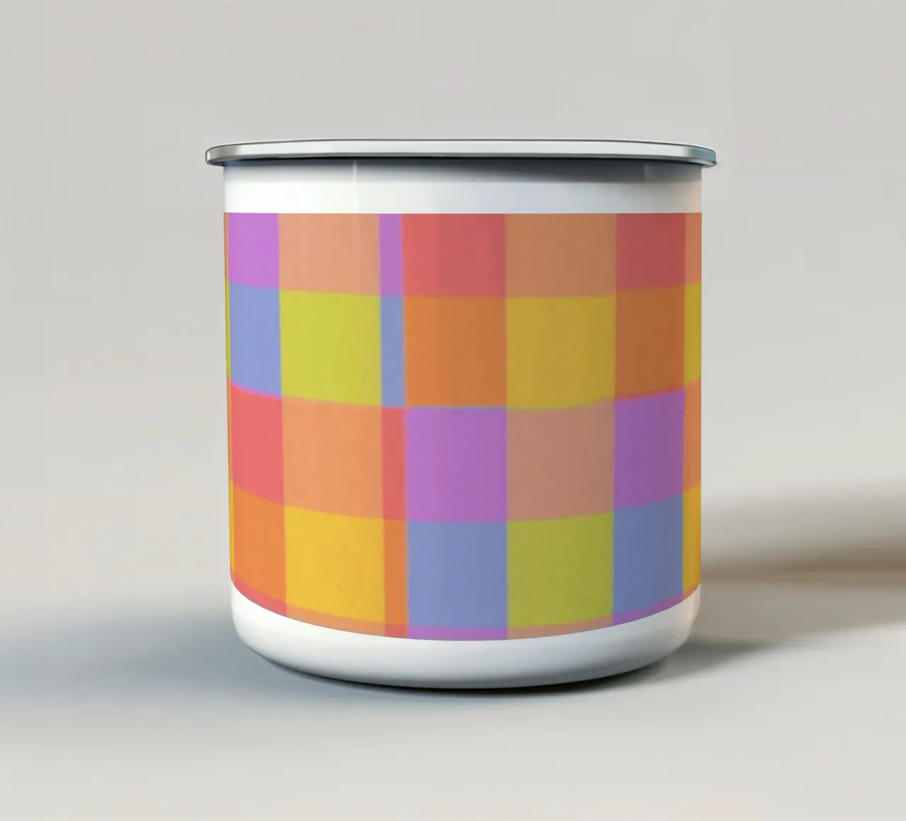 Rainbow criss-cross enamel mug by GigiRosado