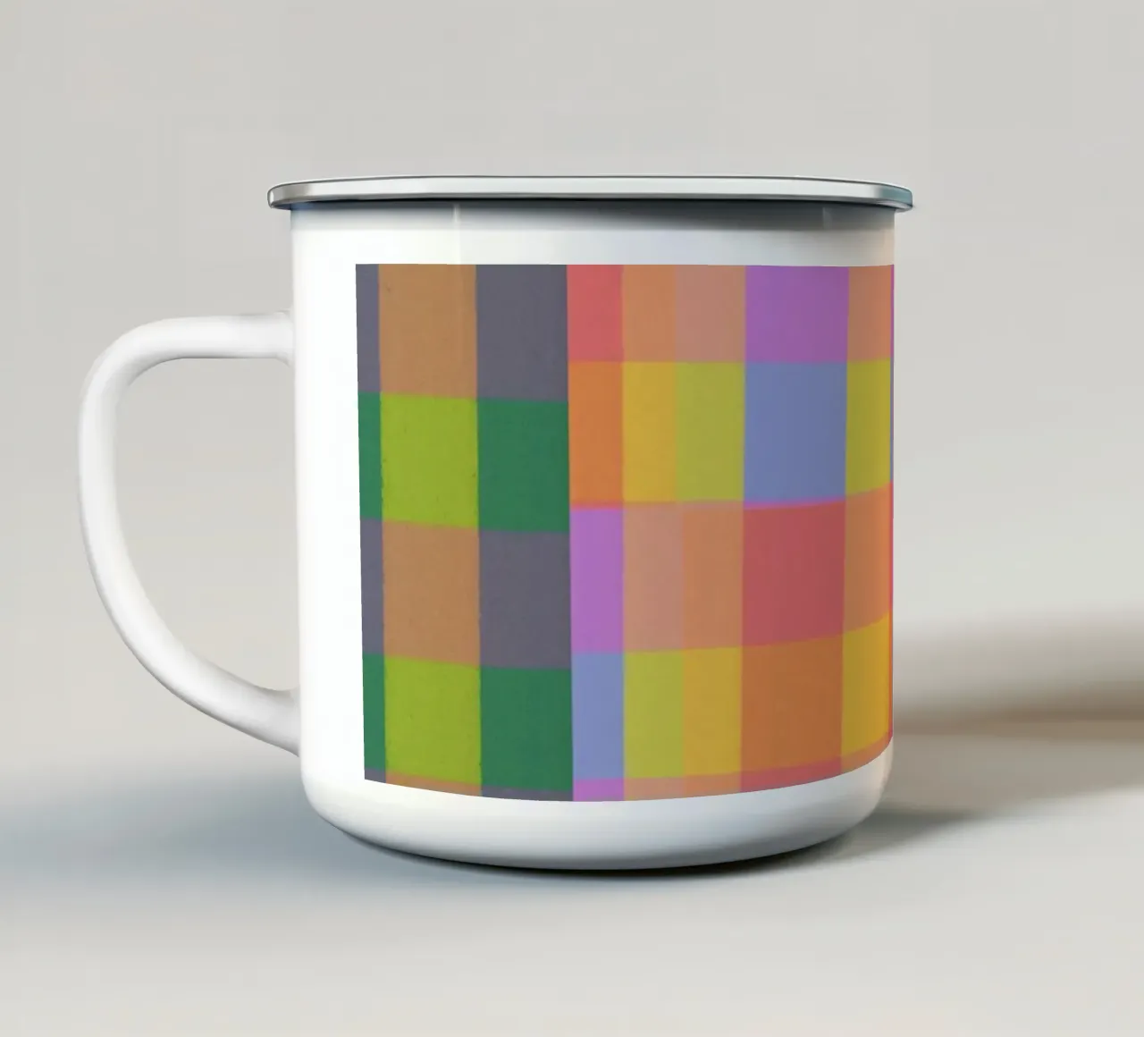 Rainbow criss-cross enamel mug by GigiRosado