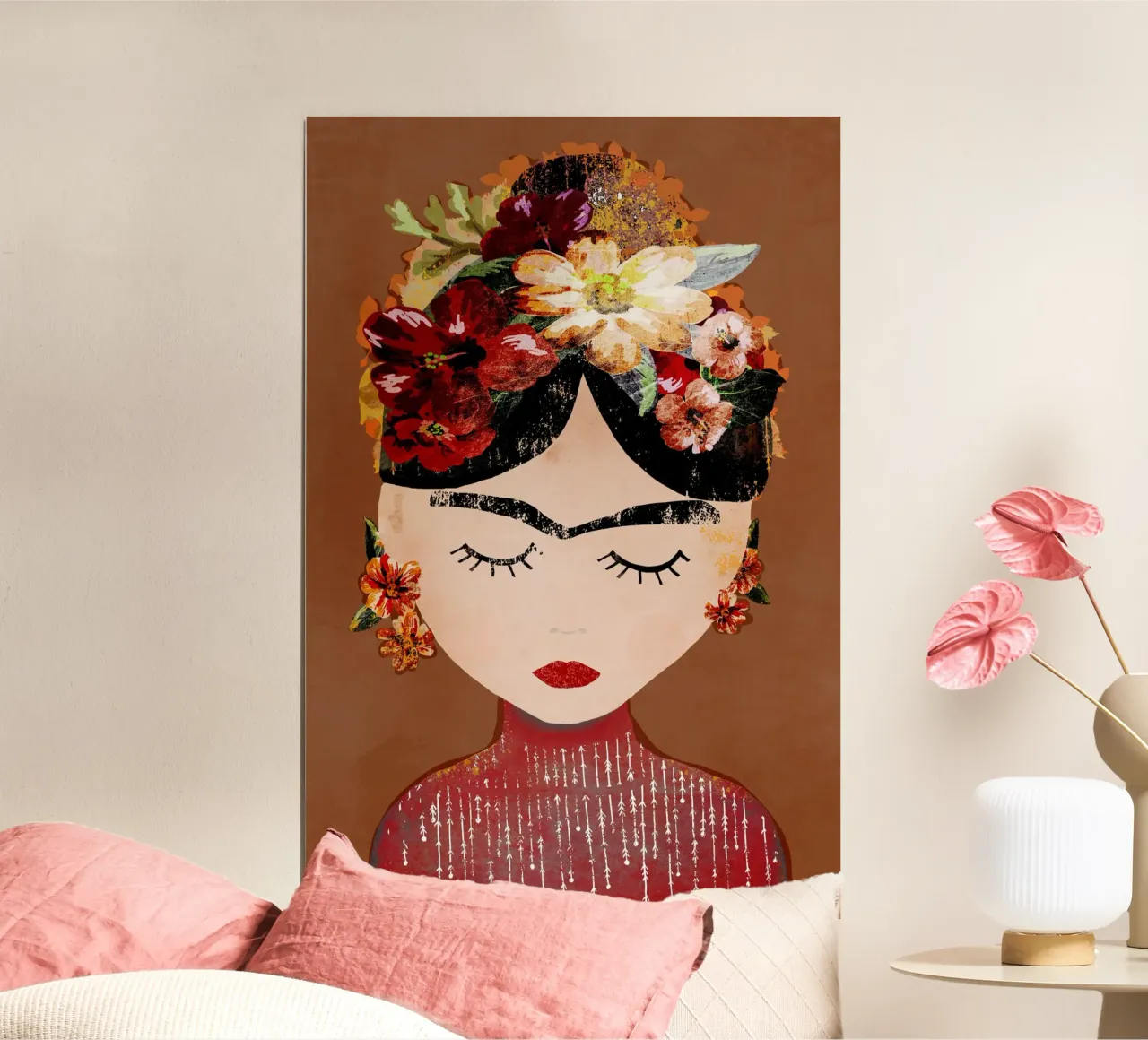 Frida (Mocha) poster avec cadre en bois de treechild