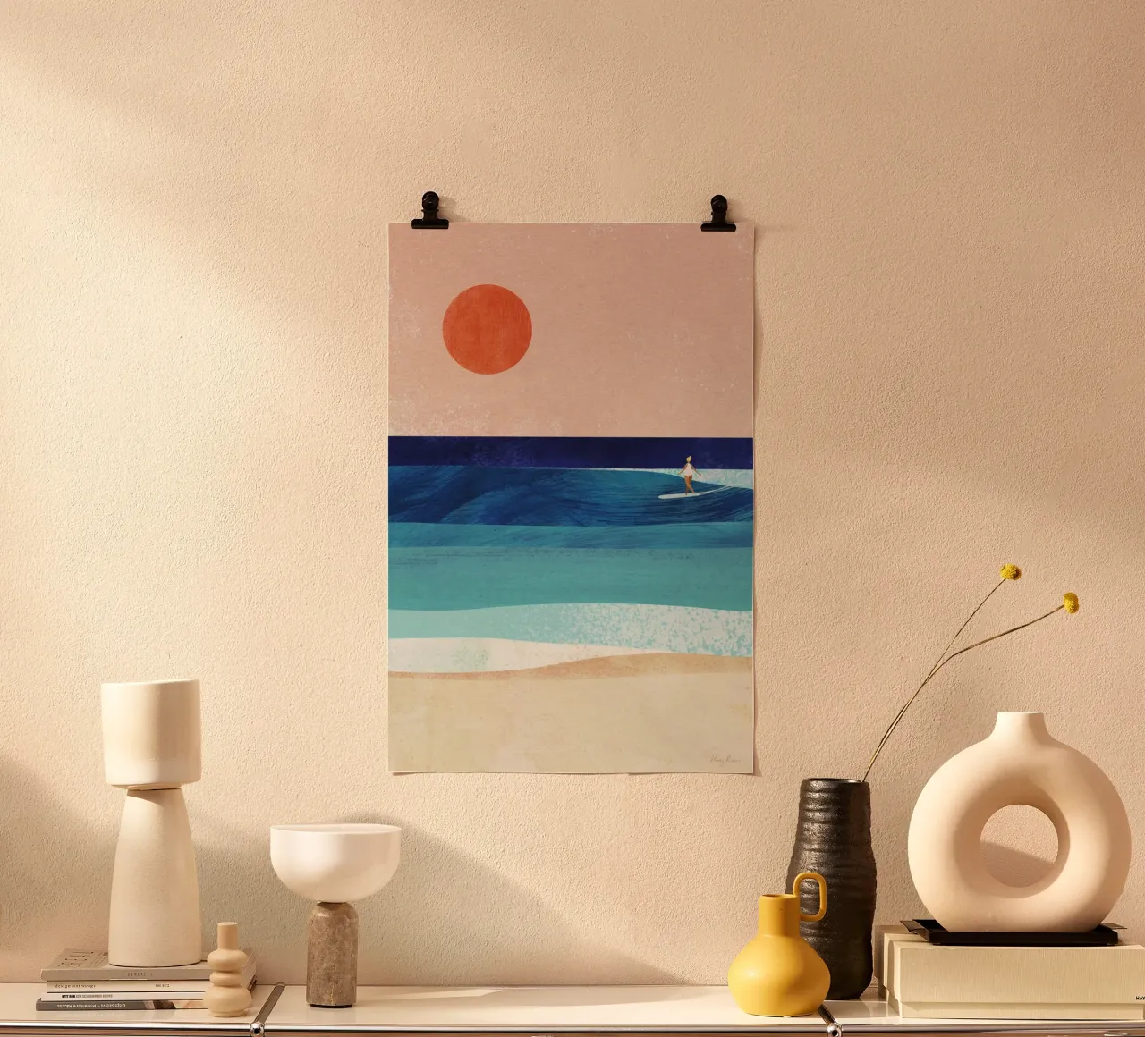 Sun, sea, surf poster con telaio in alluminio da Henry Rivers