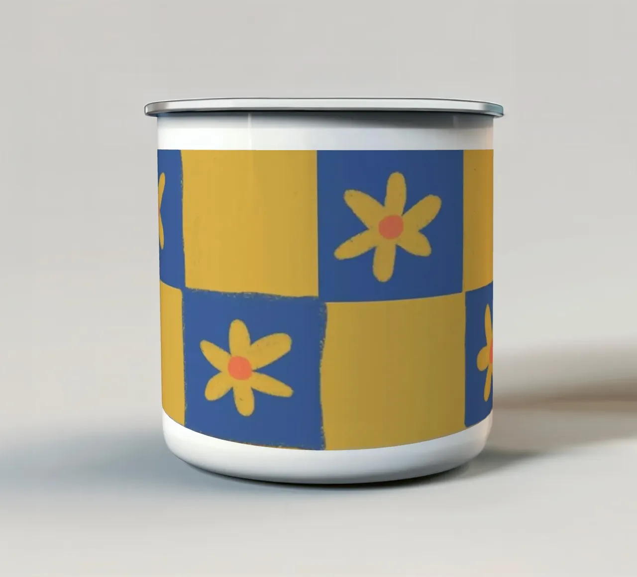 Floral checkerboard tazza in smalto da GigiRosado