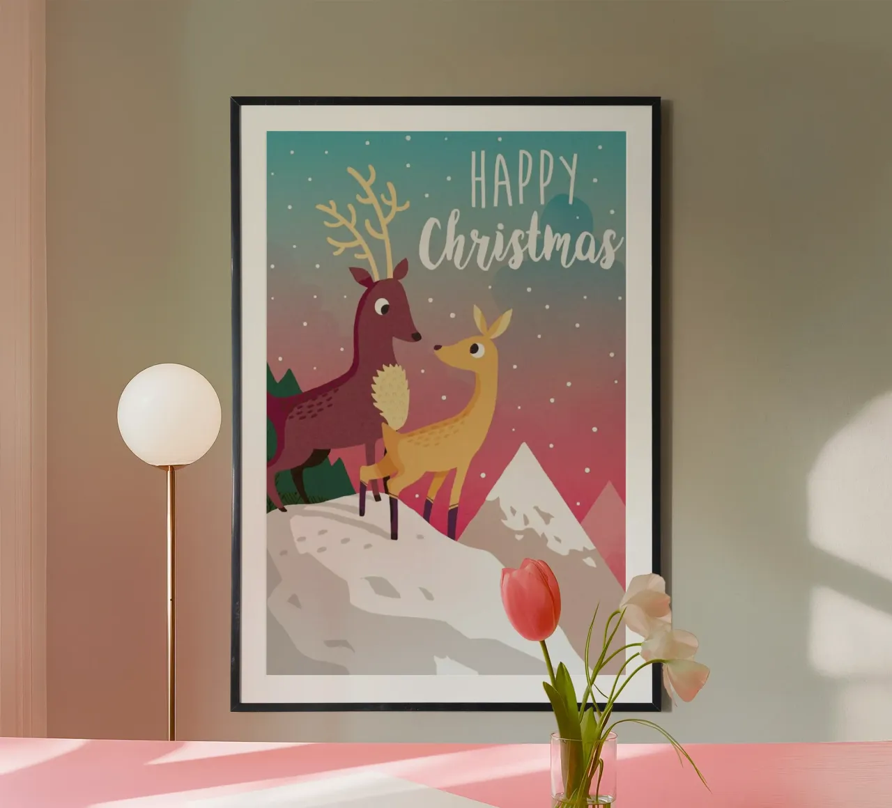 Winter Mountain poster con telaio in plastica da DinoMike