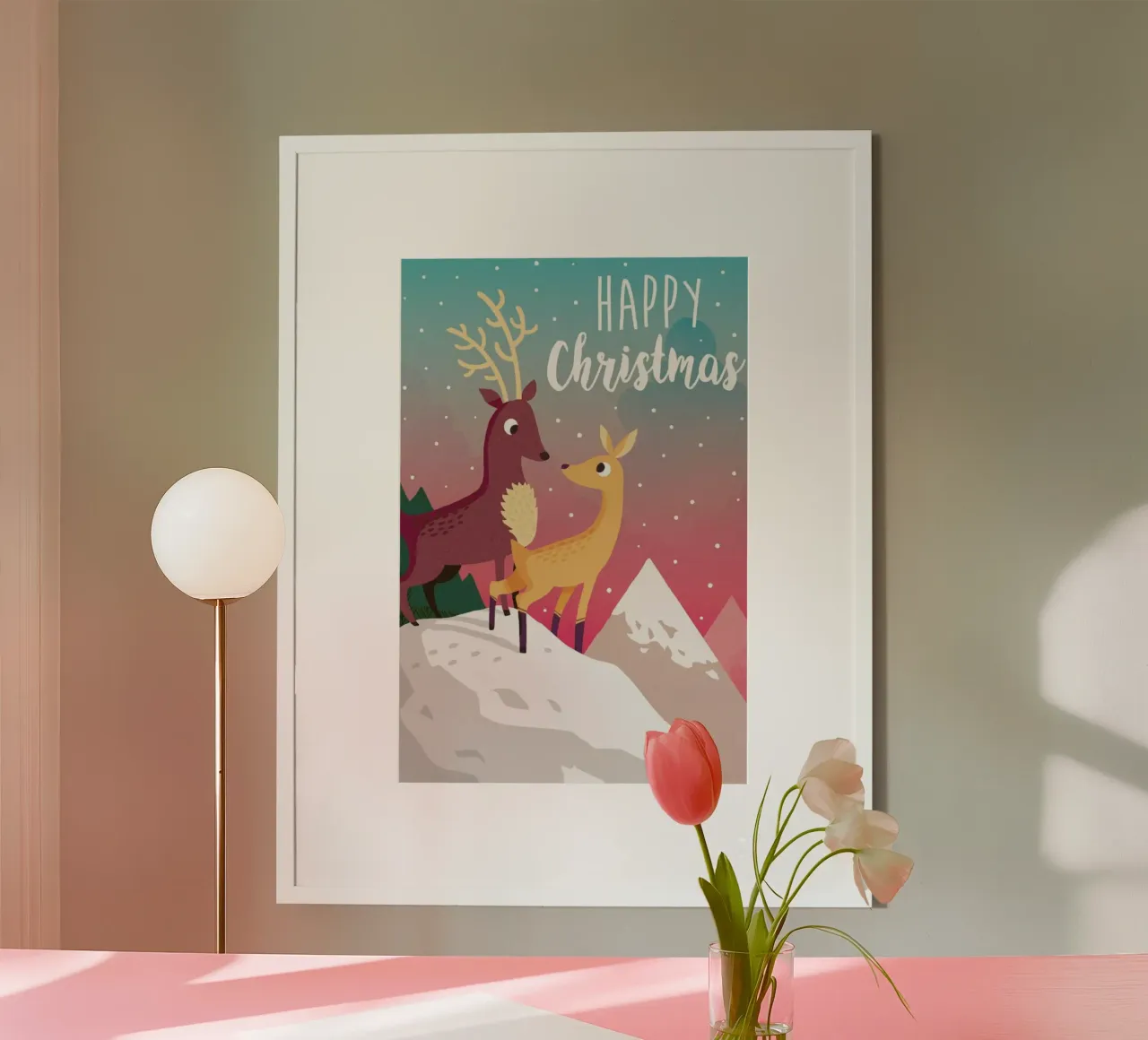 Winter Mountain poster con telaio in plastica da DinoMike