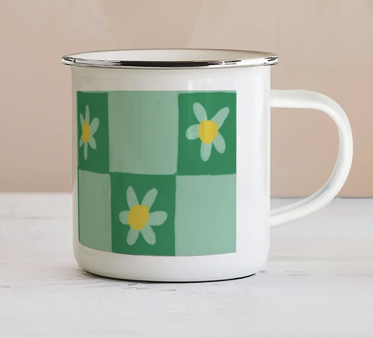 Floral checkerboard II tazza in smalto da GigiRosado