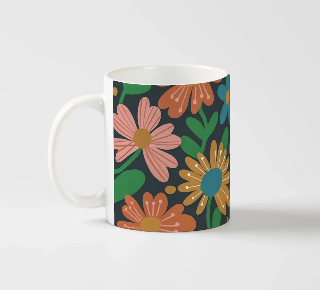 Retro floral ceramic mug by GigiRosado