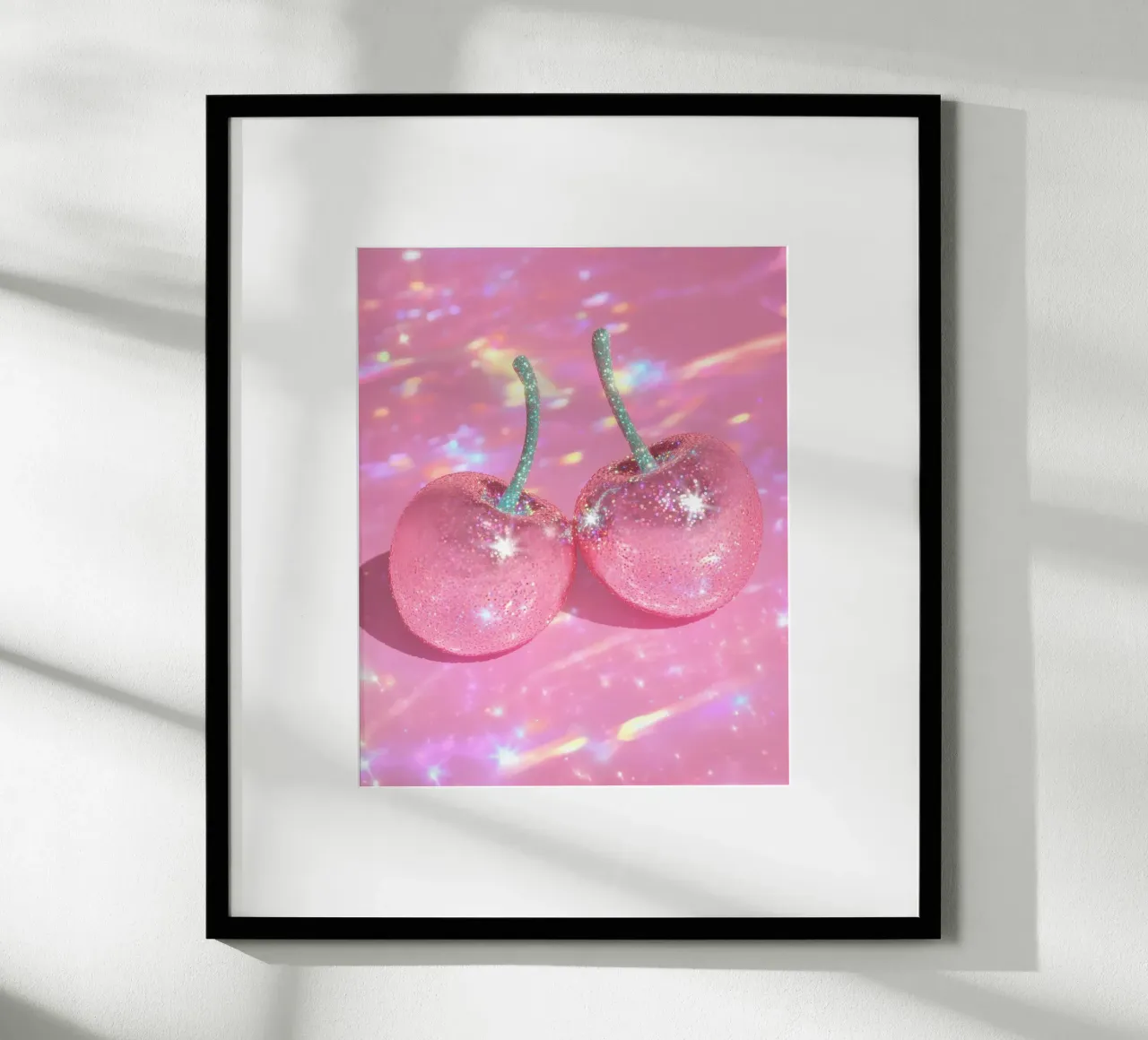 Coquette rosa glitterata con ciliegia Funky Y2K Coppia estiva preppy poster da Gentle Echoes Art