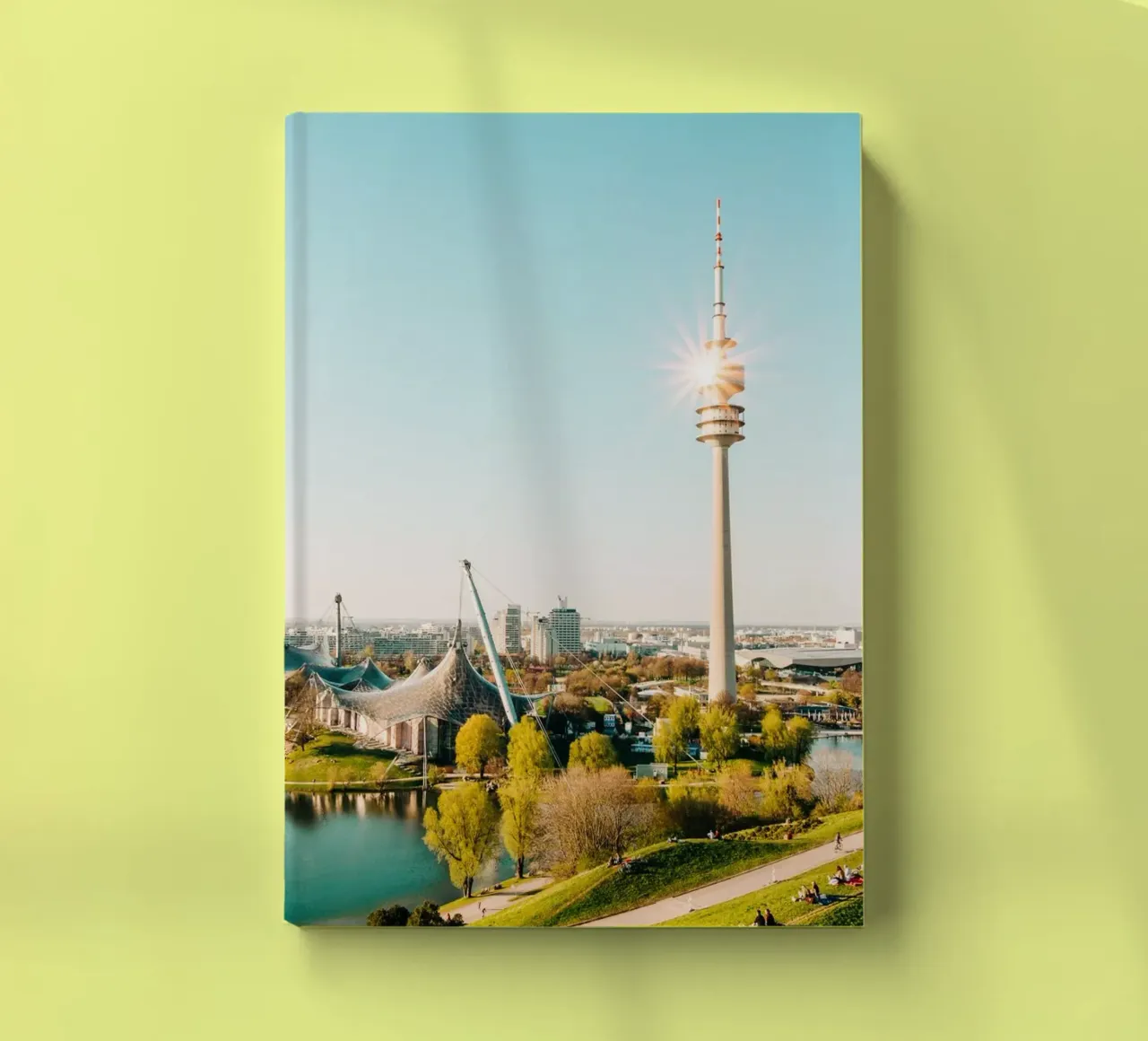 Munich Olympic Park with television tower notebook by Bold and Retro