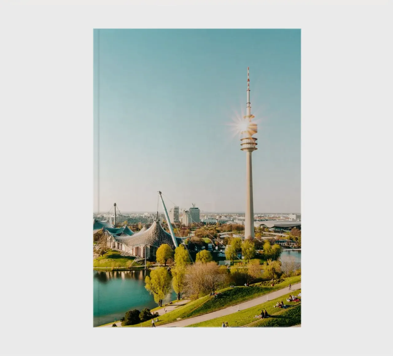 Munich Olympic Park with television tower notebook by Bold and Retro