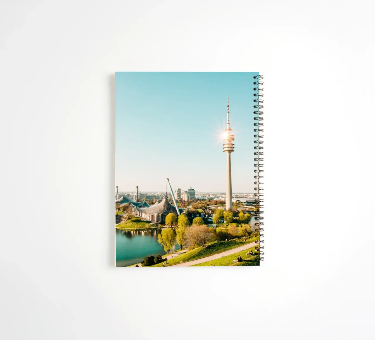 Munich, Olympiapark & TV tower - View from the Olympiaberg spiral notebook by Bold and Retro