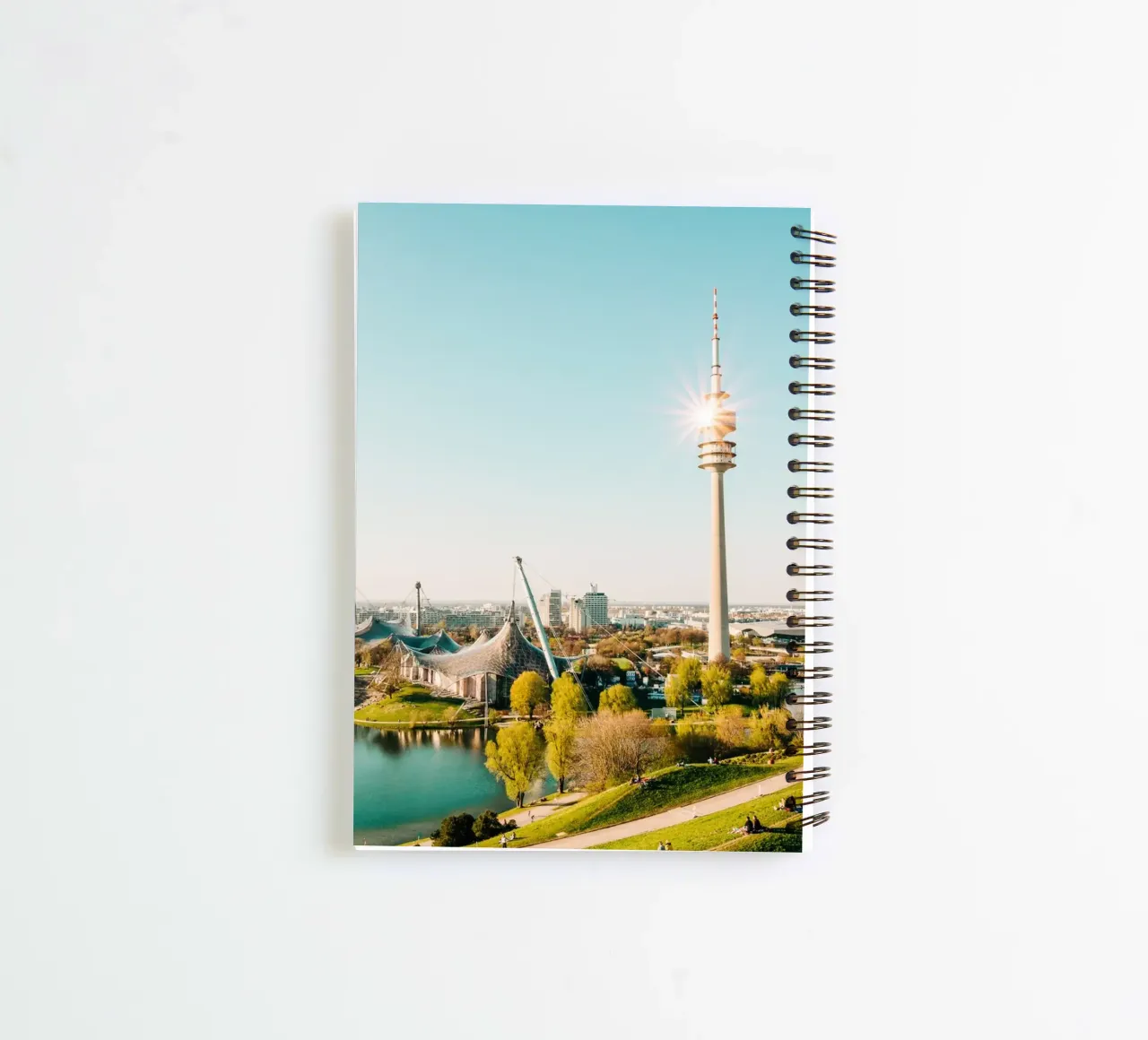 Munich, Olympiapark & TV tower - View from the Olympiaberg spiral notebook by Bold and Retro