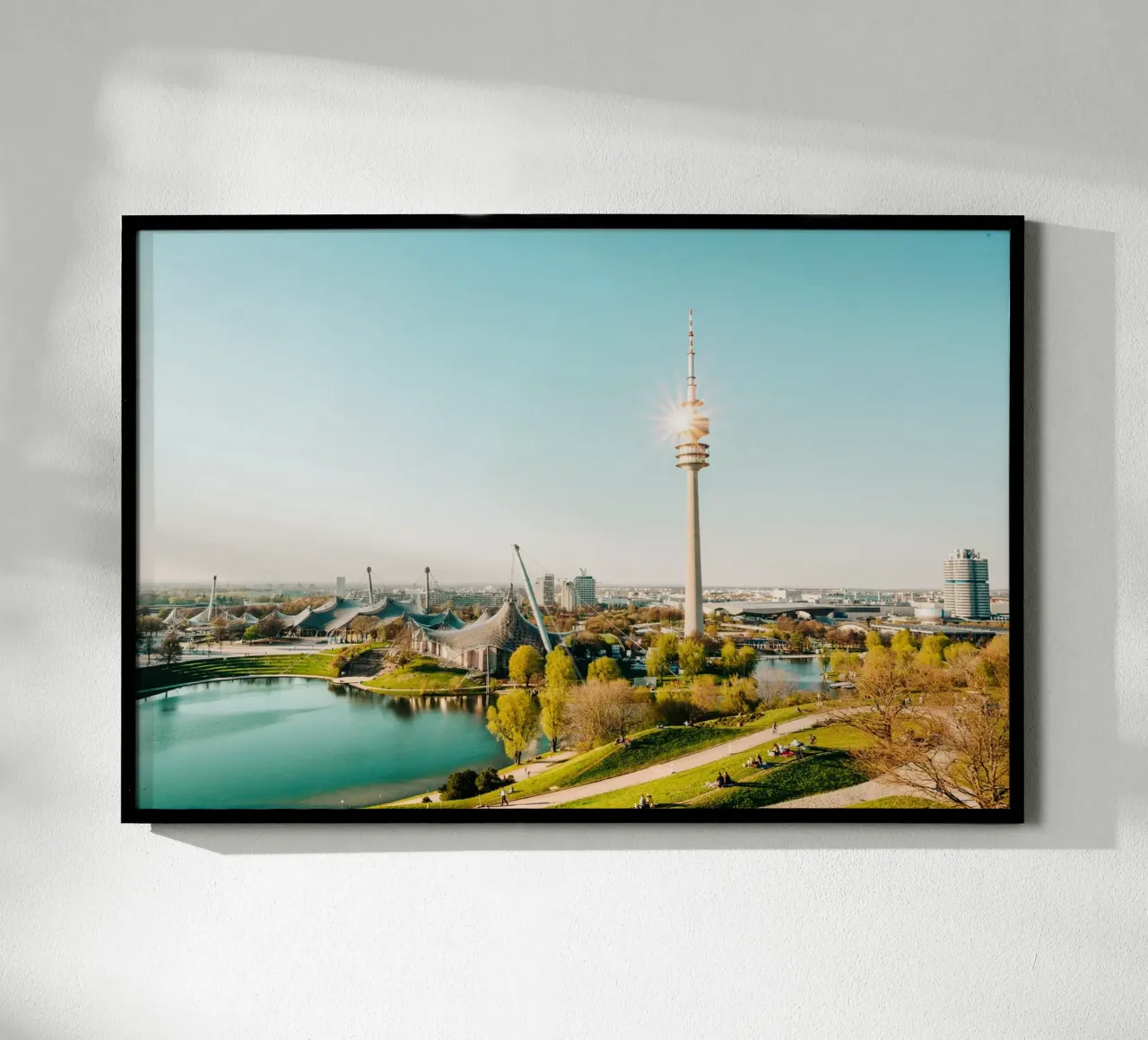 Olympiapark München mit Fernsehturm Poster von Bold and Retro