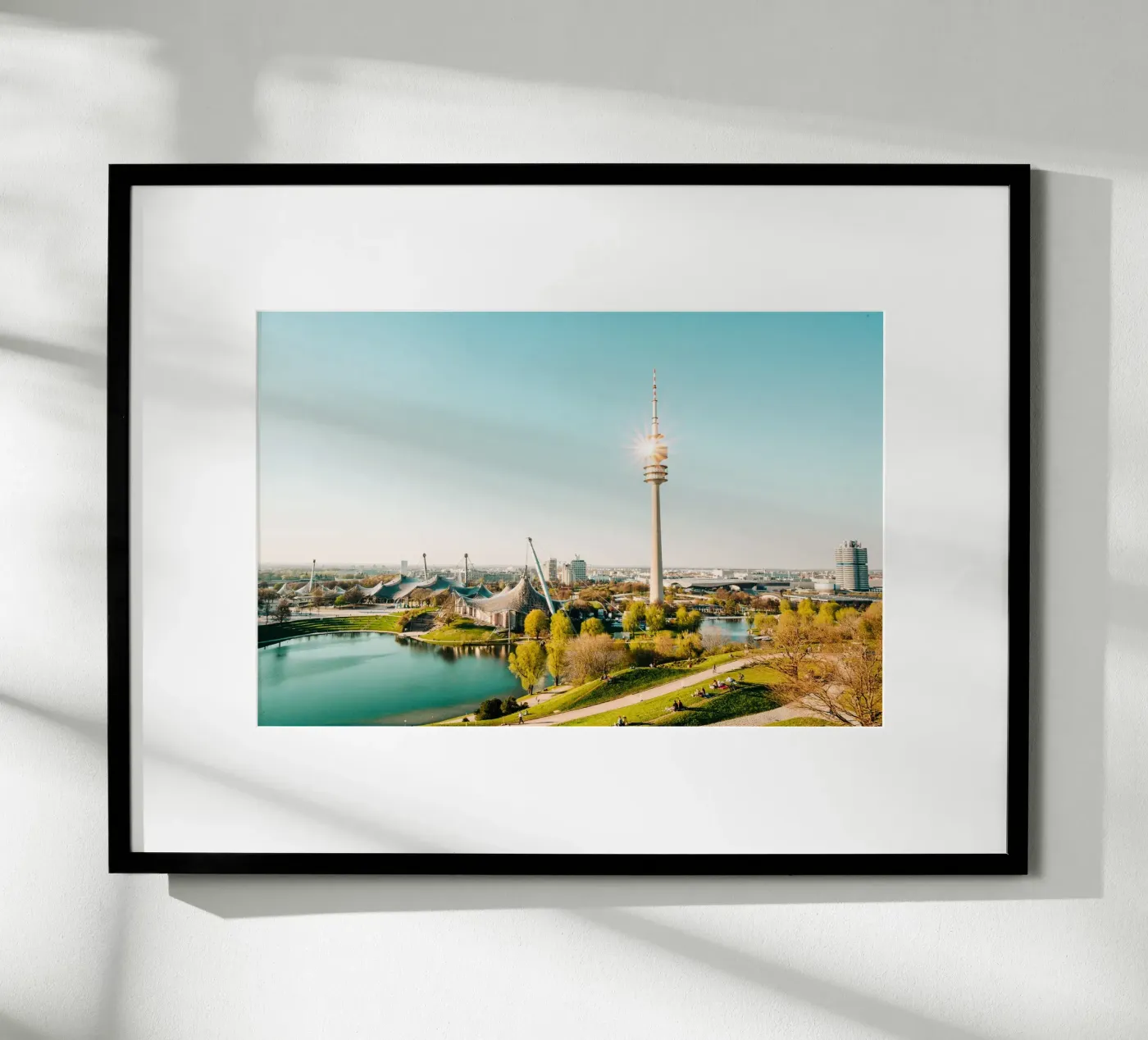 Olympiapark München mit Fernsehturm Poster von Bold & Retro Photography