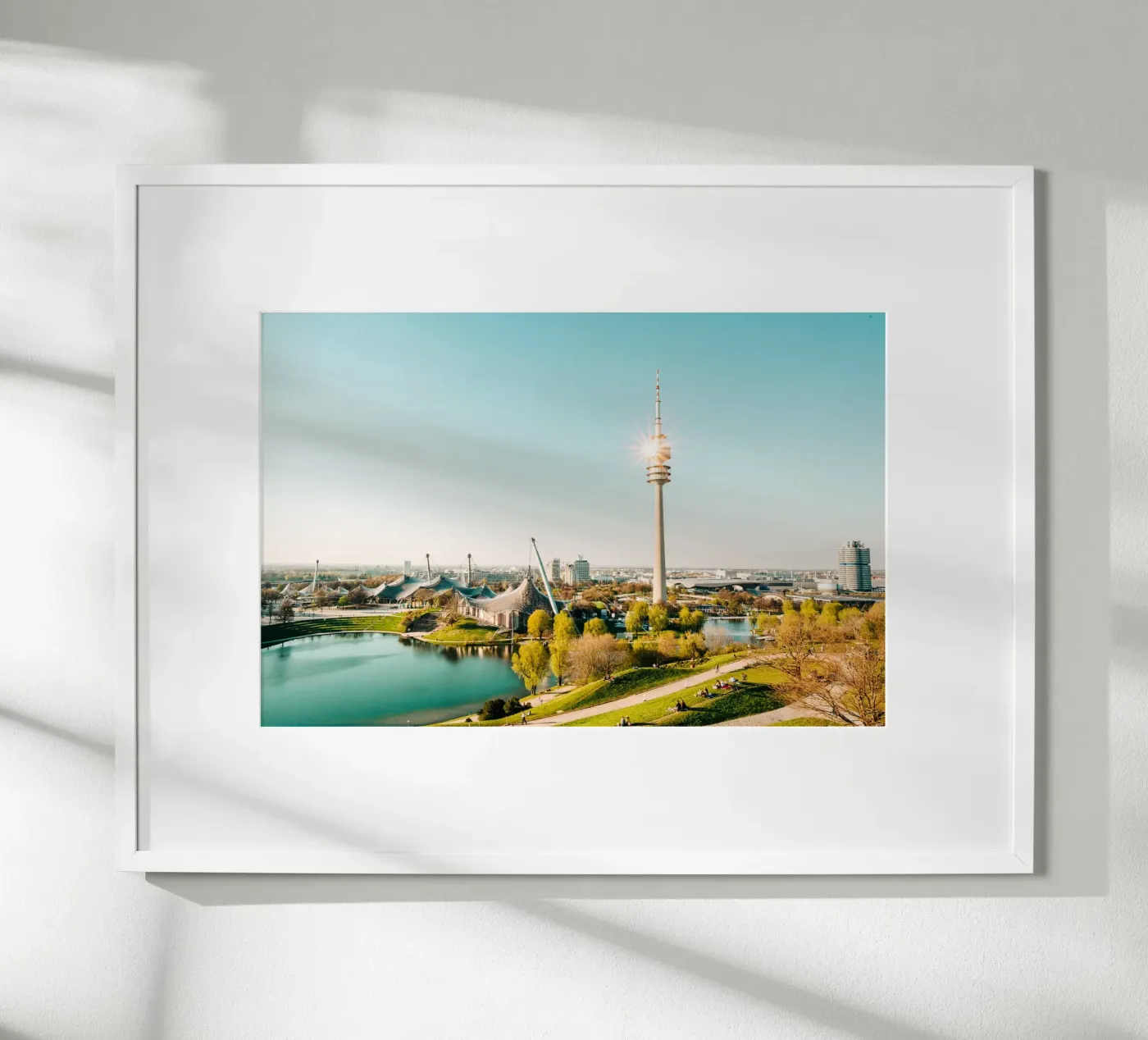 Olympiapark München mit Fernsehturm Poster von Bold & Retro Photography