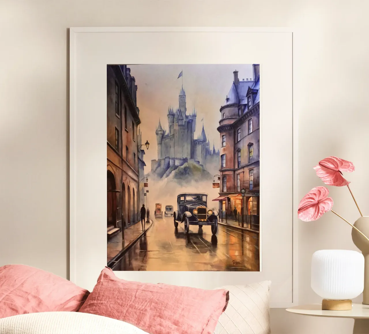 L'auto per il viaggio nel tempo poster con telaio in legno da HelenBarenton