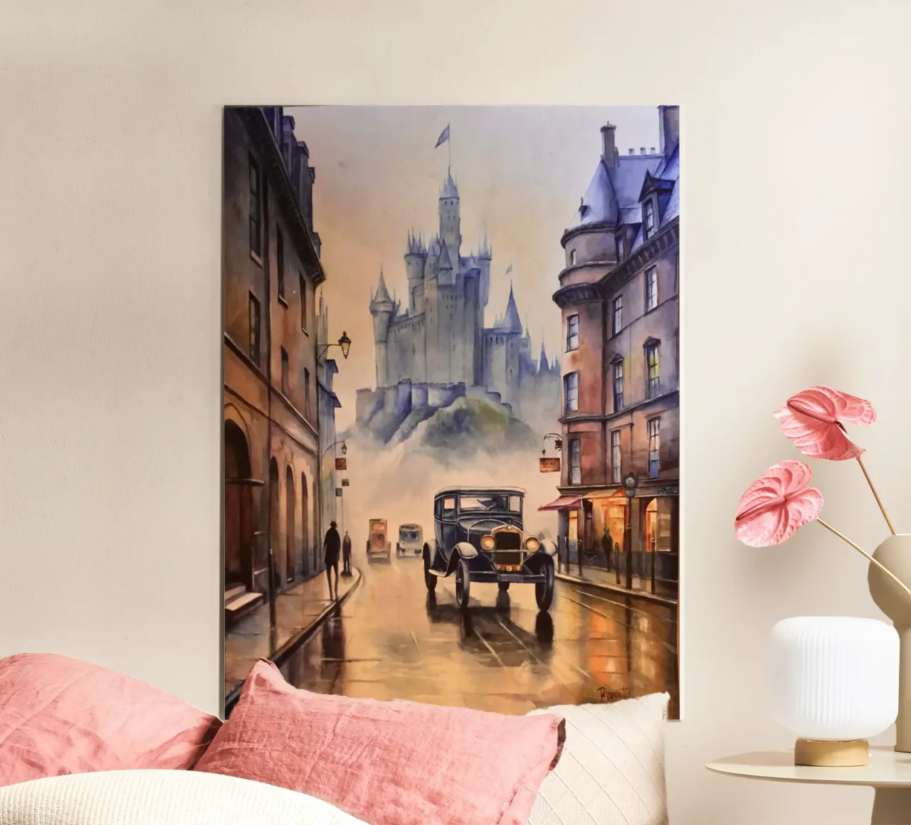 L'auto per il viaggio nel tempo poster con telaio in legno da HelenBarenton