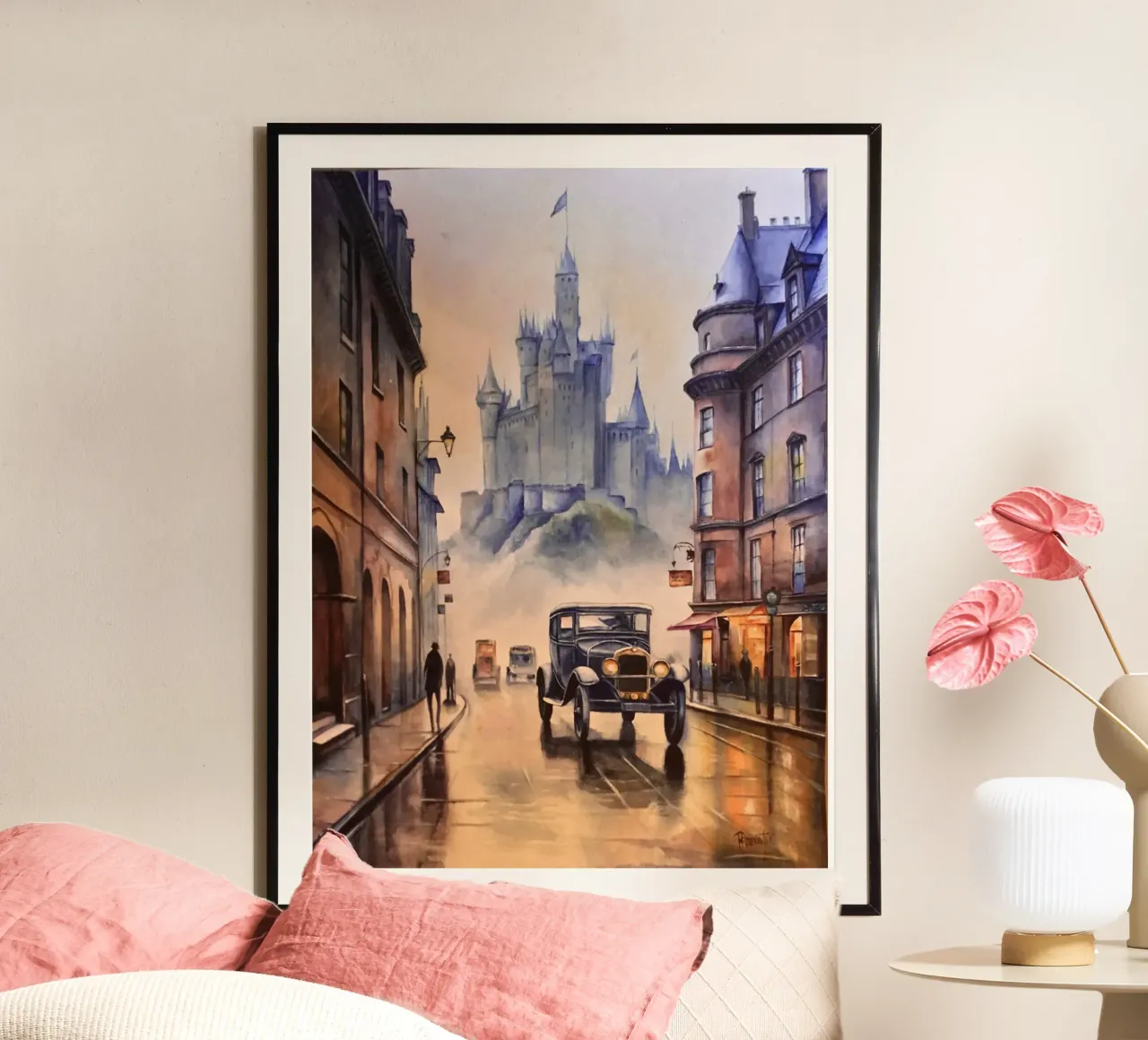 L'auto per il viaggio nel tempo poster con telaio in legno da HelenBarenton