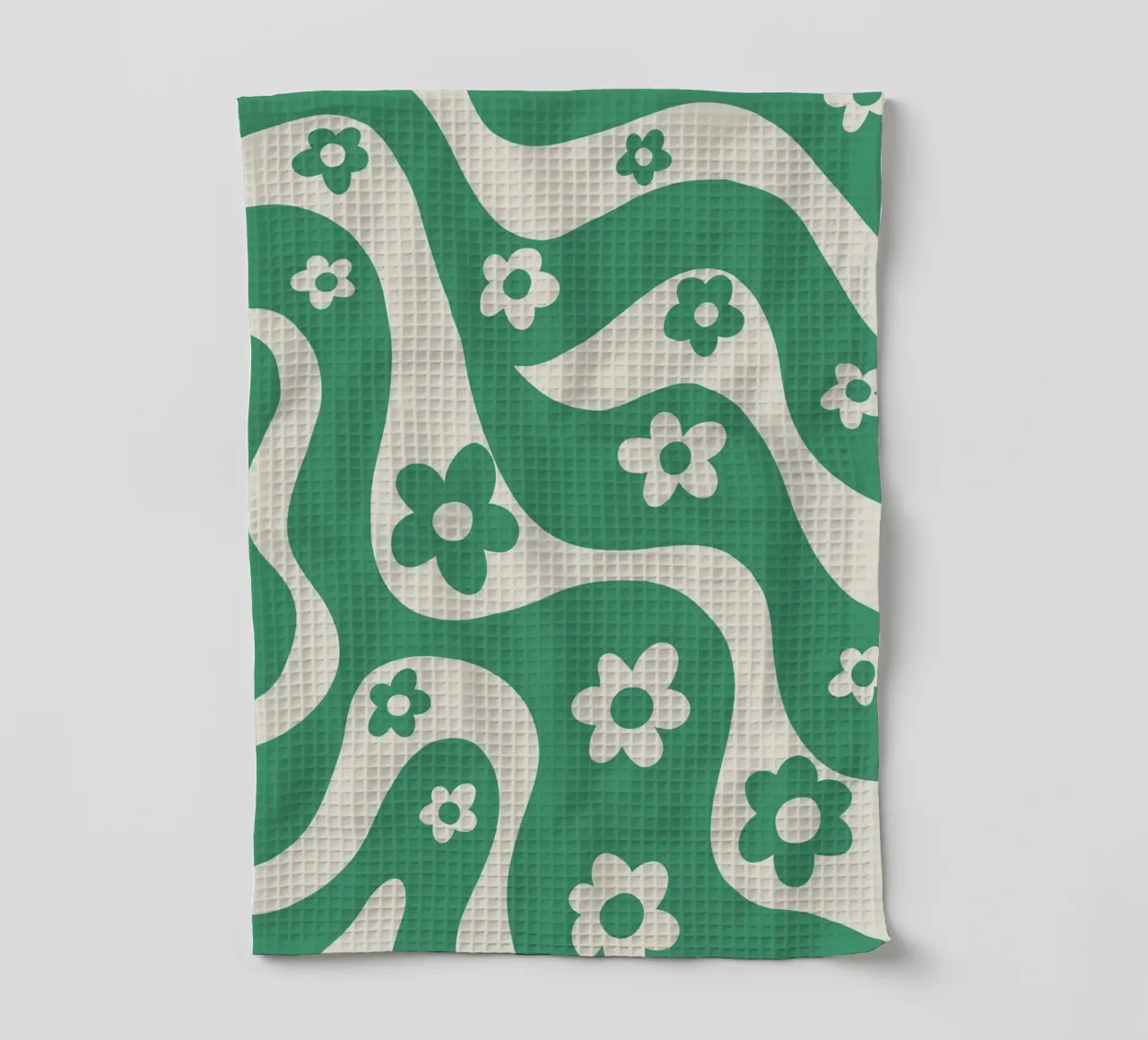 Flowers and waves tea towel by GigiRosado