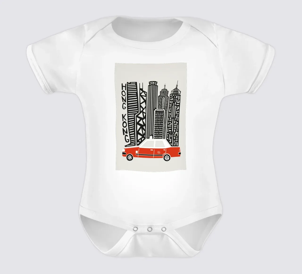 Paesaggio urbano di Hong Kong body neonato maniche corte da Fox & Velvet