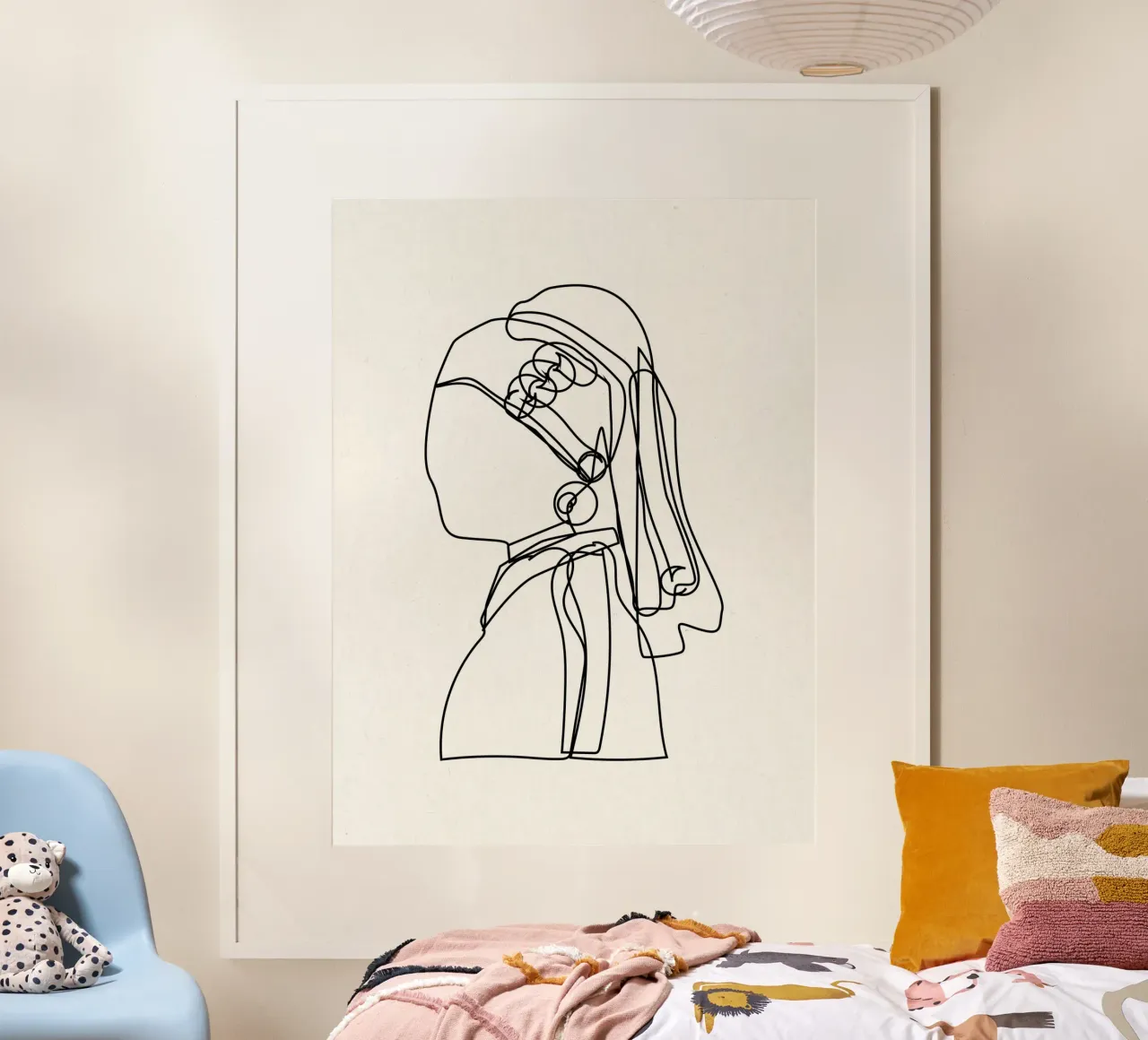 La ragazza con l'orecchino di perla, Johannes Vermeer Line Art poster da Peaches Art Prints
