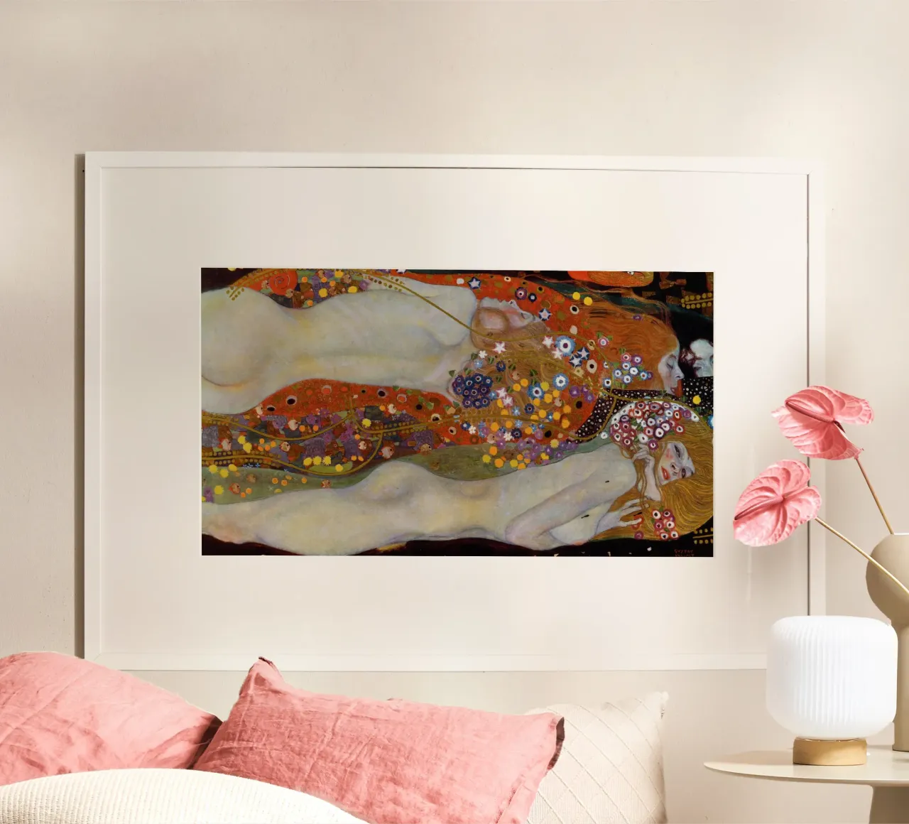 Gustav Klimt - Serpenti d'acqua II poster con telaio in alluminio da Timeless Artworks