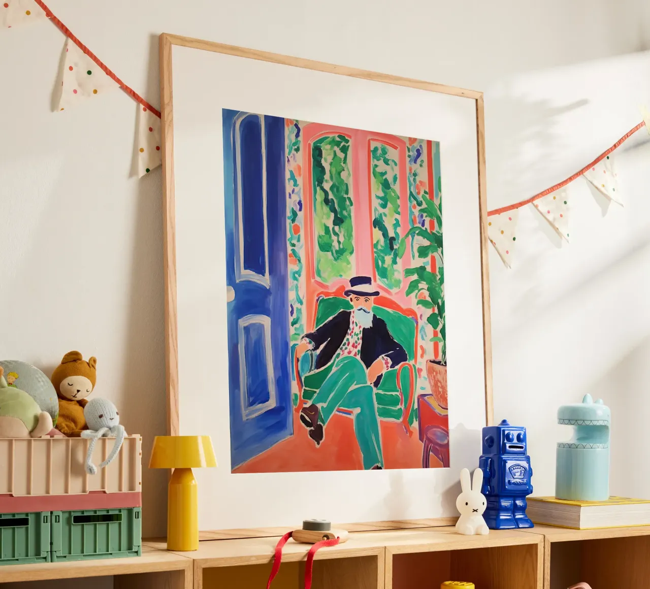 Quadro di Matisse seduto su una sedia - Ritratto d'artista poster da Peaches Art Prints