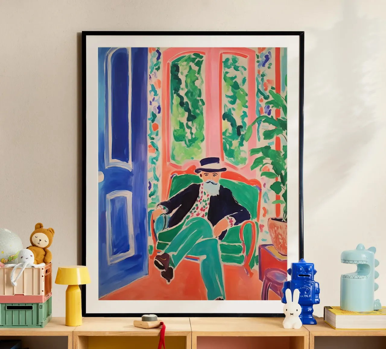 Quadro di Matisse seduto su una sedia - Ritratto d'artista poster da Peaches Art Prints