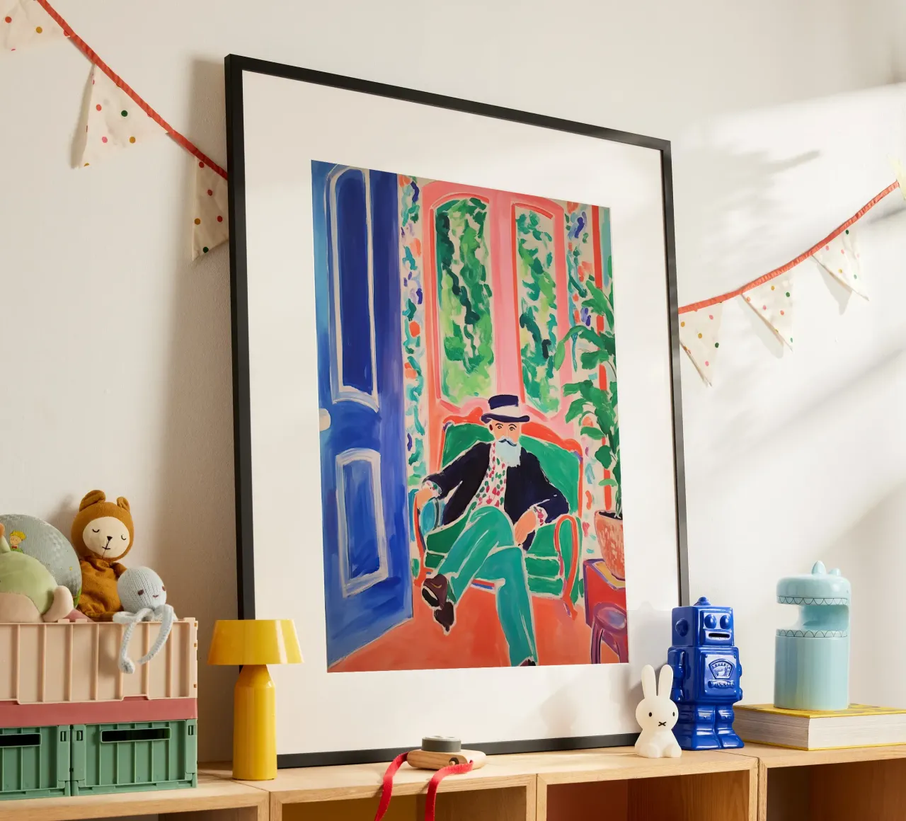 Quadro di Matisse seduto su una sedia - Ritratto d'artista poster da Peaches Art Prints
